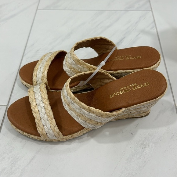 NEW! André Assous Nolita Raffia Wedge Slide Sandal - Size 40 - Picture 6 of 16
